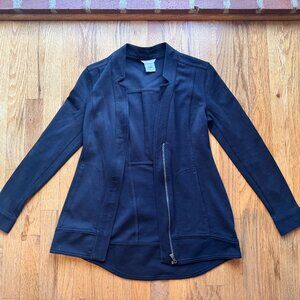 CAbi Black Zip-Front Long Blazer